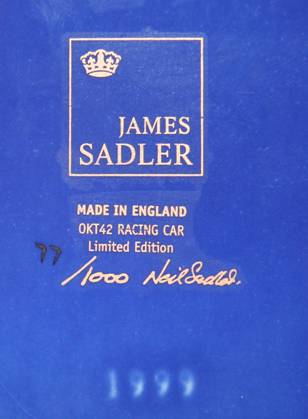 A gold James Sadler transfer on the underside to indicate that they are one of a limited edition